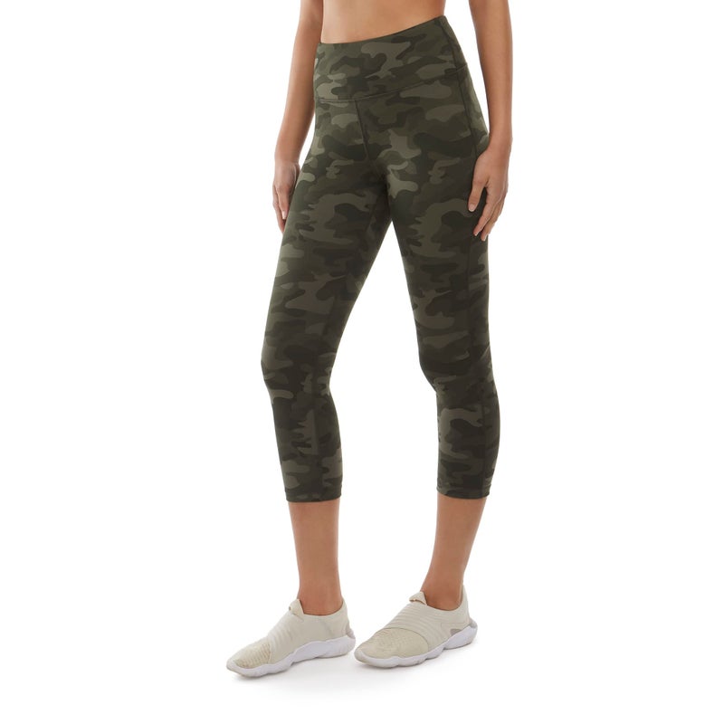 Danskin Women's Camo Print High Waist Capri Leggings